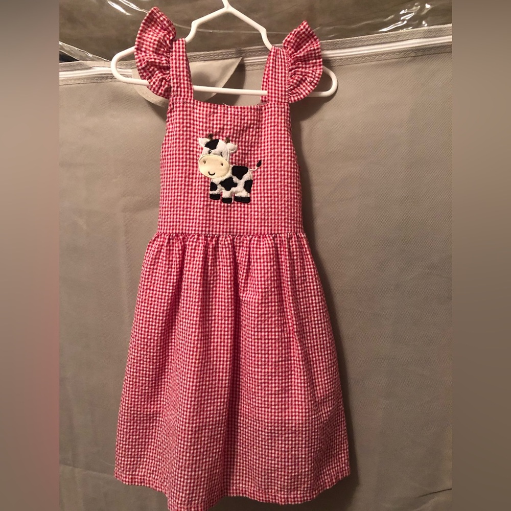 Red/white seersucker dress